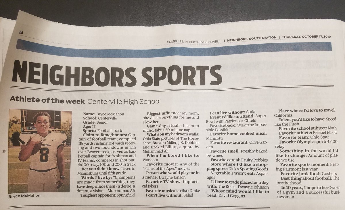 Congrats to Bryce McMahon who is the DDN Athlete of the Week!