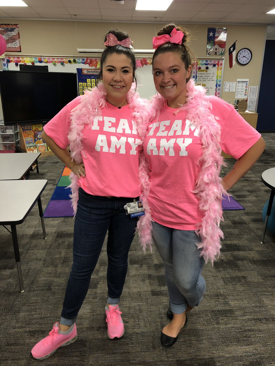 PINK OUT DAY and supporting our friend @Mrs_Arthur4 we are #teamamy we love and miss you dearly!💕 @WarnerCFISD @MrsStevenson16 #pinkout #BreastCancerAwarenessMonth #proudparas #prayingalways