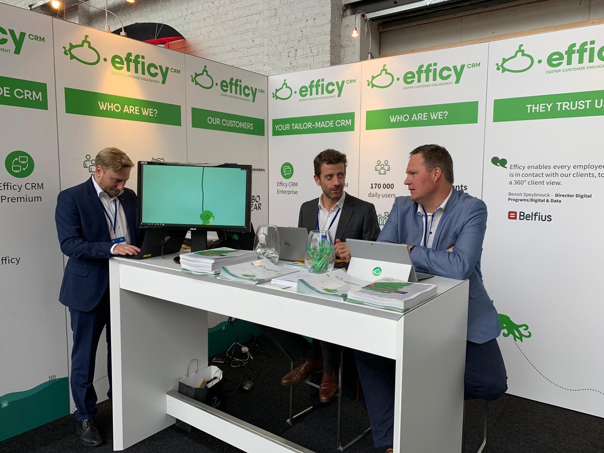 efficy_en's tweet photo. A lot of #customers and #prospects visited us in our booth in the Digital First event in #Brussels. Our CEO @cedricpierrard shared also some tips to deal with #Digital Transformation in the Conference Room. #DigitalFirs #DigitalTransformation https://t.co/YAcdwLGYoP