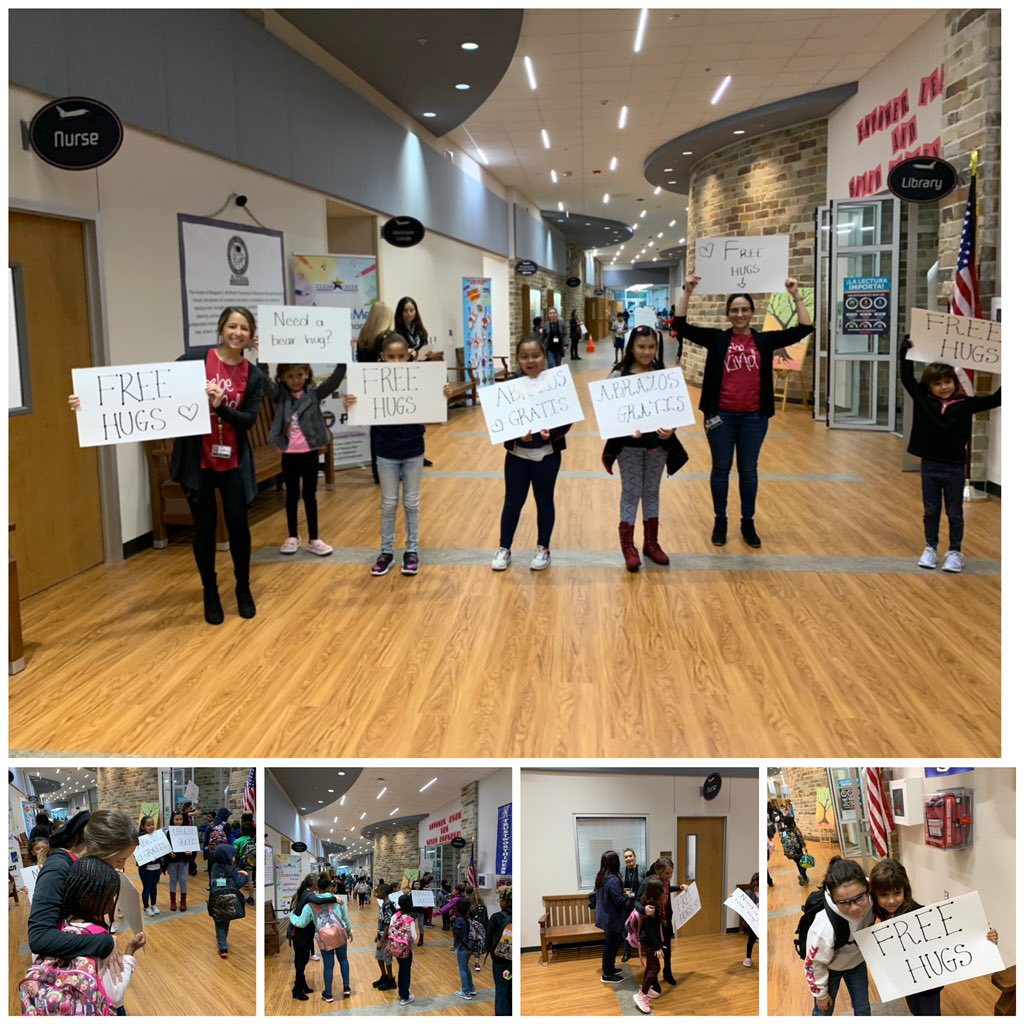 mcwhirterelem's tweet photo. Today MCW Kindness Club welcomed our Astronauts with free hugs! The smiles of students, visitors, and parents were priceless! #CCISDcorevalues #Caring https://t.co/NJ0OJrI3xP
