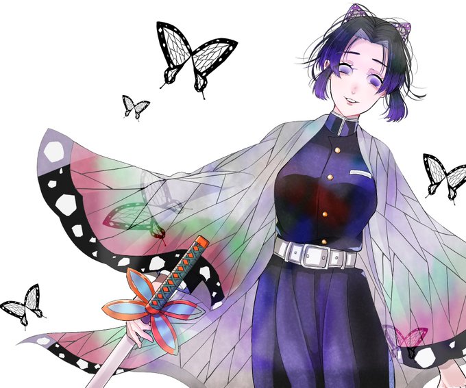 躑躅(つつじ)さんがTwitterに投稿した胡蝶しのぶ(鬼滅の刃)のイラスト。
