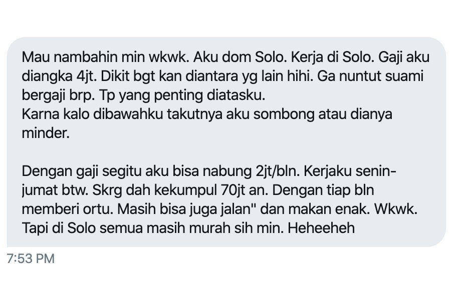 Kerja di Solo. Gaji 4 juta per bulan, tapi bisa nabung 2 juta per bulan. Jakartans, learn from this.