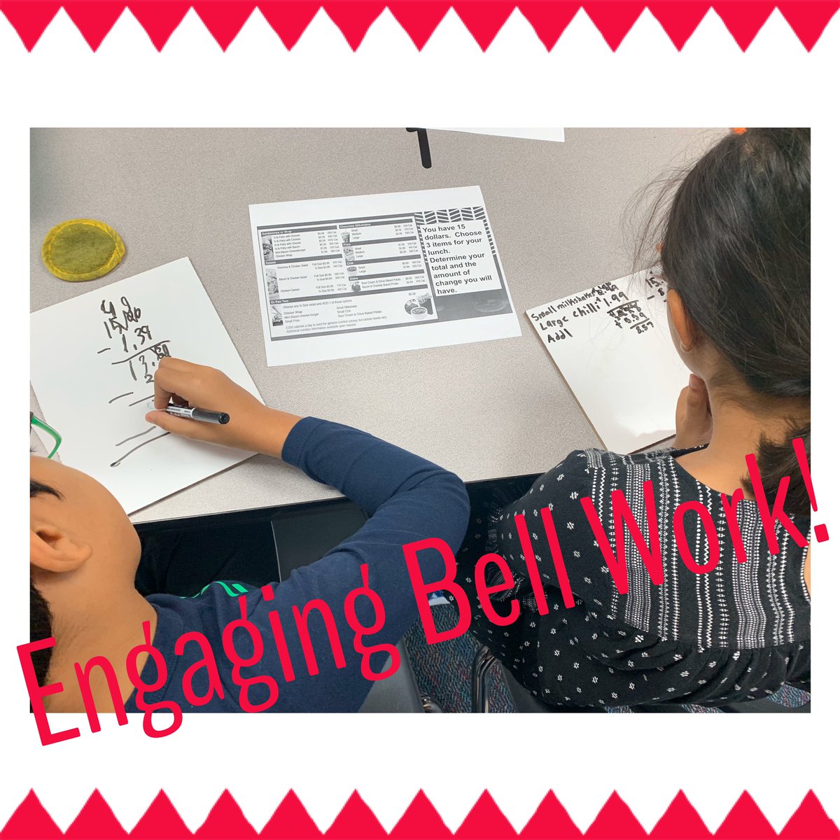 msloftins_class's tweet photo. Thank you @MrsLaurenBohm, my Ss loves this activity to start our day today!! @rennellredhawks #4thgrade #addingdecimals #subtractingdecimals #realworldapplication https://t.co/W5DBWtTRQ4