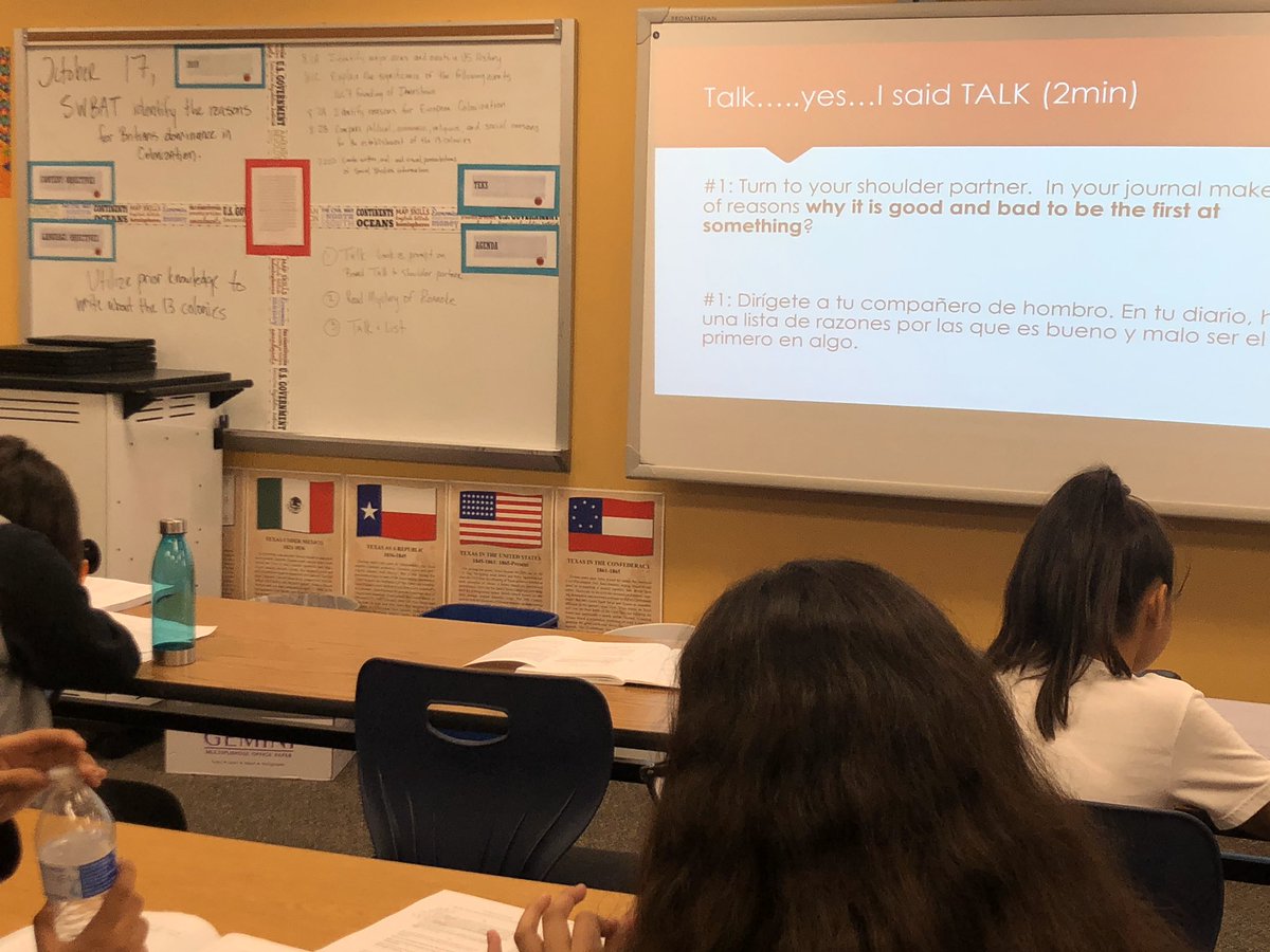 Bragging on our #rookieteachers a little more today! Ms Lair putting #TalkReadTalkWrite into action in 7th TX History after fabulous PD with @nancymotleyTRTW at @NorthbrookMS