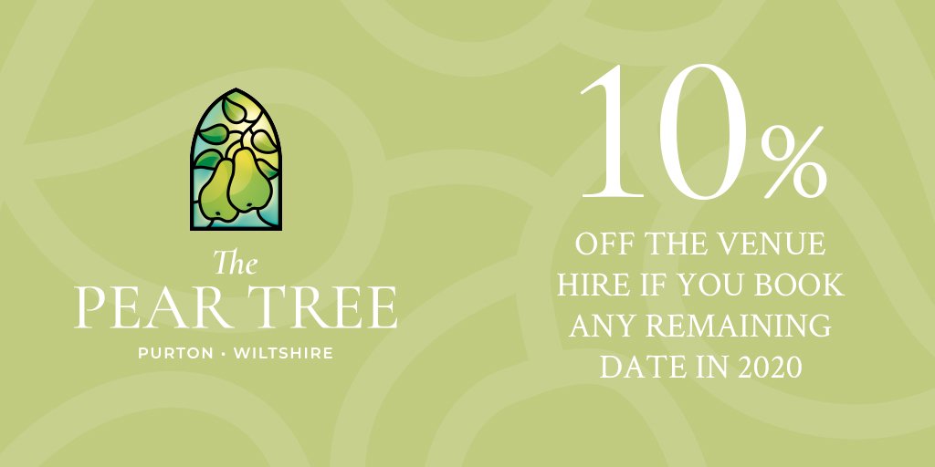 <a href="/peartreewedding/">The Pear Tree</a> are offering huge discounts on their 2020 weddings. Perfect for anyone searching for a Wiltshire wedding venue bit.ly/2oFVAVB