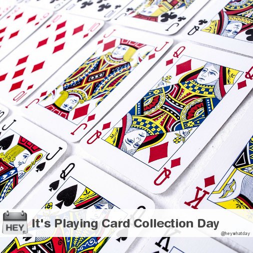 HeyWhatDay's tweet photo. It's National Playing Card Collection Day!
#NationalPlayingCardCollectionDay #PlayingCardCollectionDay https://t.co/vLpOVhjGBo
