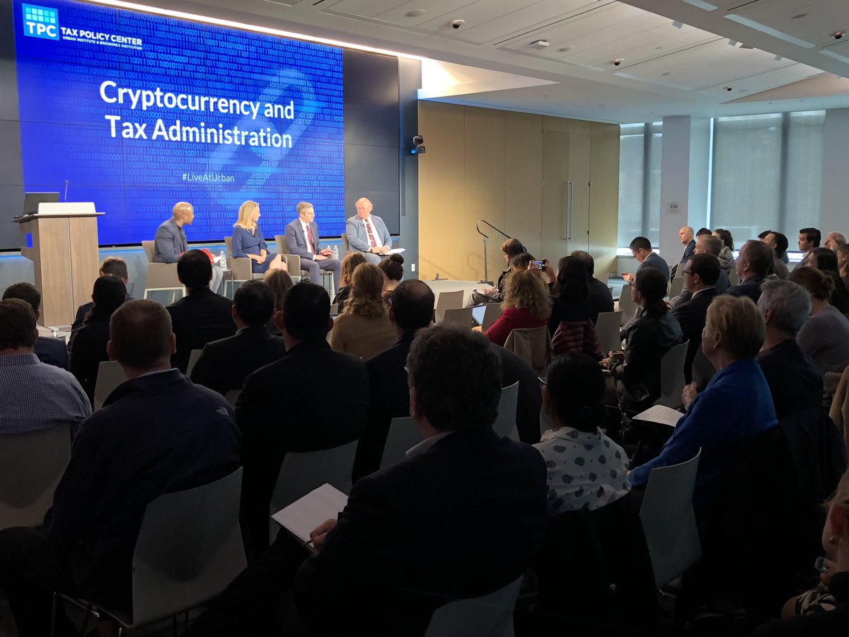 <a href="/HRBlock/">H&R Block</a>’s Nate Rigney talking about the tax administration challenges of cryptocurrency to a packed house at <a href="/TaxPolicyCenter/">Tax Policy Center</a>, with the <a href="/BlockchainAssn/">Blockchain Association</a> and <a href="/markmazur/">Mark Mazur</a>.  <a href="/KathyPickering/">Kathy Pickering</a>  <a href="/AndrewPhillips/">Andy Phillips</a>