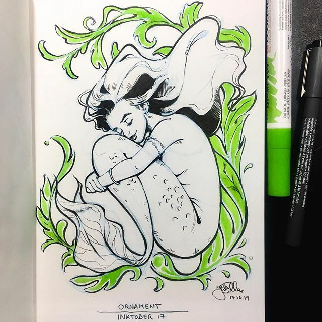 #inktoberday17 - #ornament and a mermaid. 💚
.
.
#inktober #inktober2019 #inktoberchallenge #inktoberprompts #mermaid #mermaids #mucha #ink #inkdraw #meerjungfrau #nixe #sirene #seanymph #floral #artnouveau #artnuveau #jugendstil ift.tt/2oTbImq