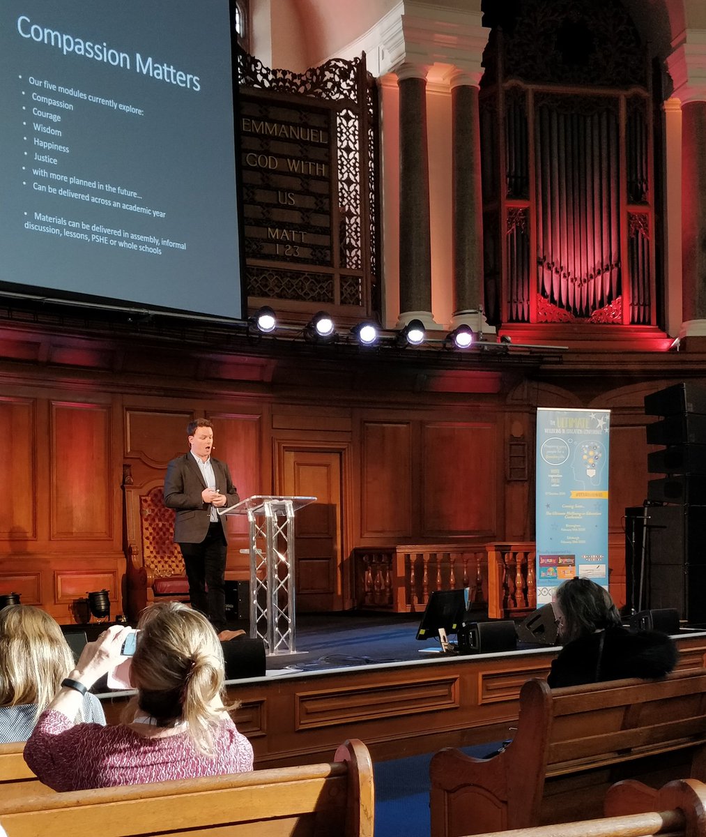 PosEdNet's tweet photo. Jimi Slattery, talking about 'How can compassion education create happier schools and promote individual flourishing?' now in the Wellbeing in Education conference #WellbeingInEducation #WellbeingInEd https://t.co/CunriM2YrH