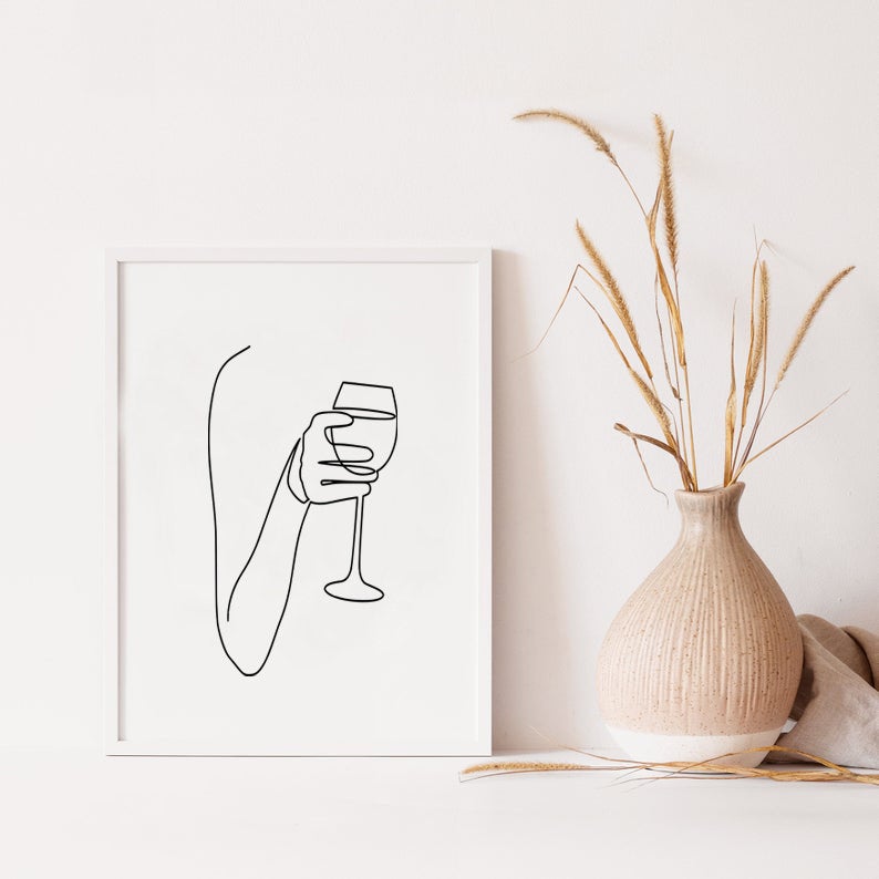 Woman With Wine Abstract Line Illustration Printable Drink Wine Print One Line Drawing Art Line Wall Art Drawing In Lines etsy.me/35BWjHX #etsy #art #oneline #womanwithwine #abstractart #lineillustration #printablewallart #drinkwineprint #onelinedrawing