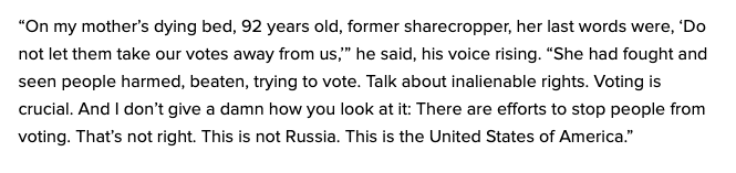 srl's tweet photo. Thinking about this this morning -- Elijah Cummings speaking at a congressional hearing in February about how his mother's dying words were to protect the right to vote https://t.co/ohp8DDktSt https://t.co/7UbVxkQfUt