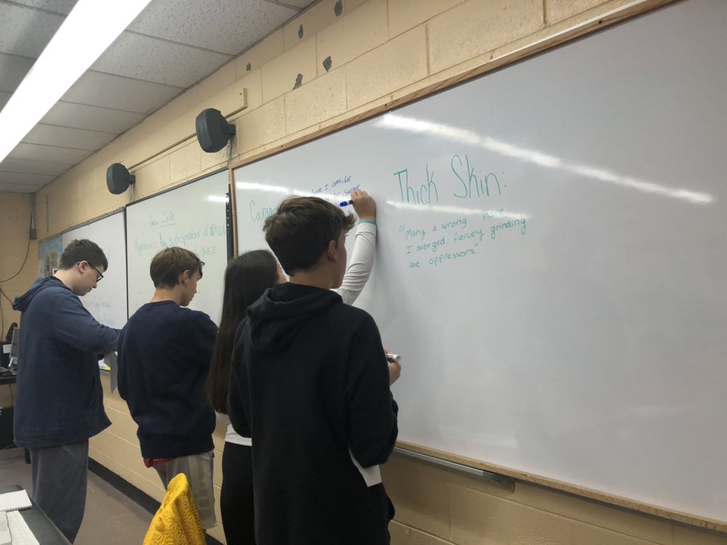 msrobles_'s tweet image. today my students used the #HeroCode from #Beowulf’s time to pinpoint evidence to see if Beowulf fit the bill to be a hero! 💪👹🐉 they had such great ideas and built off each other’s evidence 👏