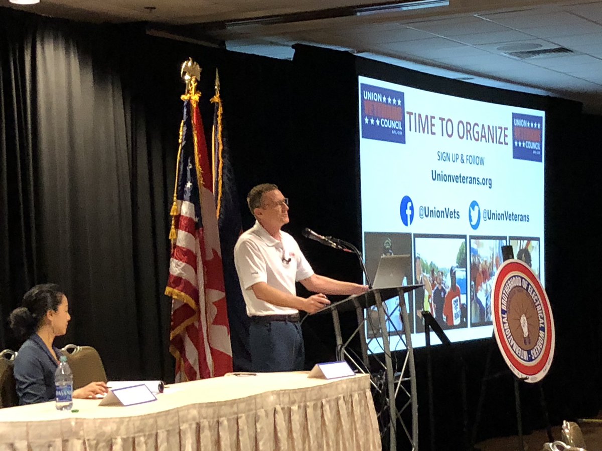 IBEW3DYC's tweet photo. Shoutout to @unionveterans @AFLCIO &amp; Will Attig addressing the #IBEW RENEW and NextGen delegates today in St Louis https://t.co/8lceoesAsV