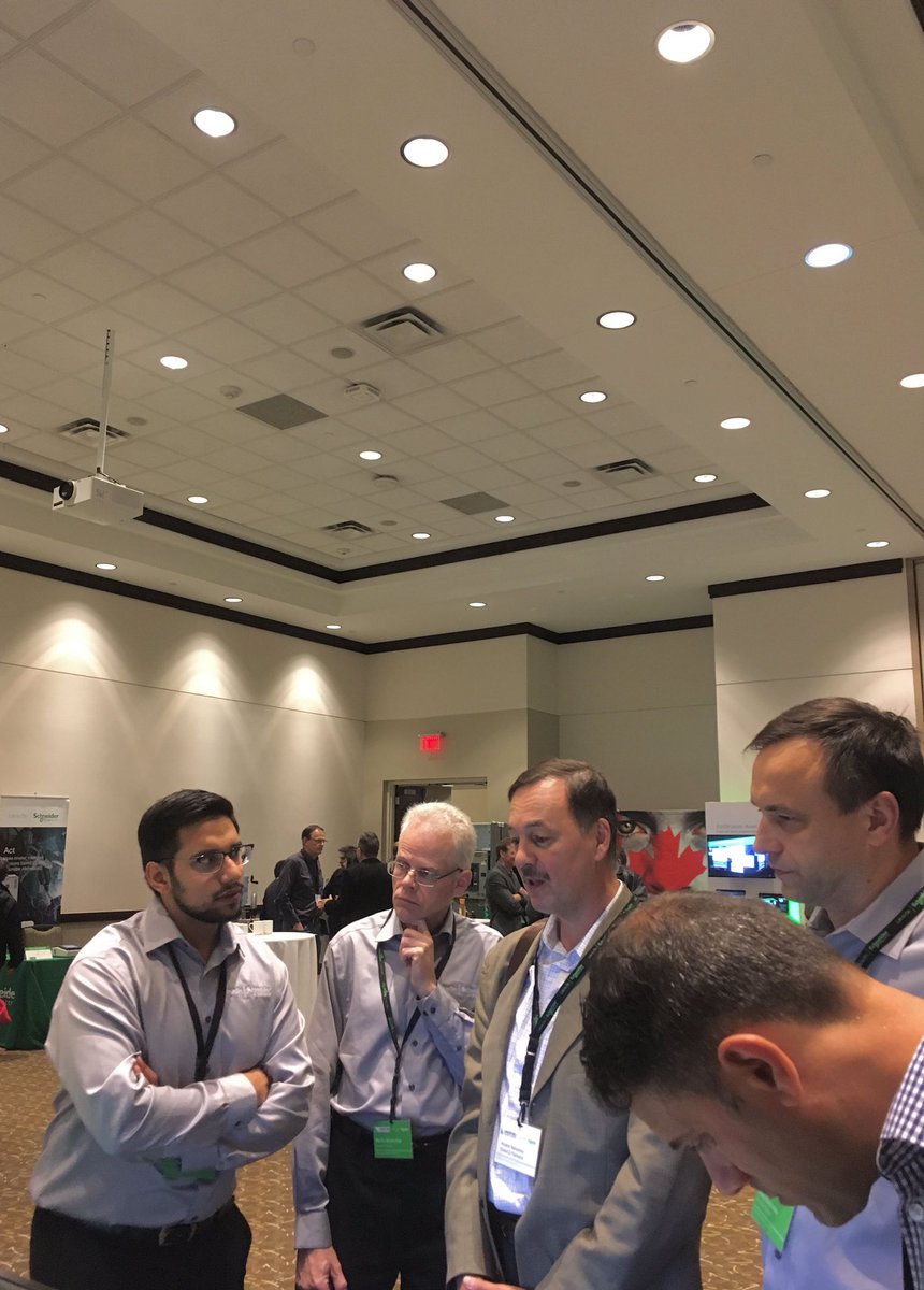 SchneiderElecCA's tweet photo. “Our ION meters allow you to monitor any electrical disturbance. It gives you a peace of mind,” says @zohairanwar, left, an engineer at #SchneiderElectric. #LifeIsOn #PLUG2019 https://t.co/SNxQXoS3zQ