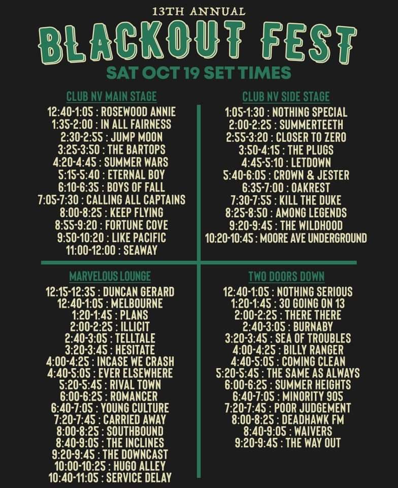 Just look at how many awesome bands and friends are on this like wow 🤩 We play at 4 on Saturday, see you there?