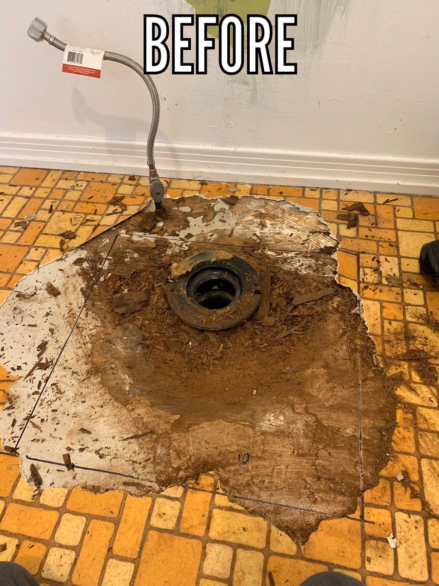 fixitphinney's tweet photo. Rotten Toilet subfloor - good as new. 
#fencefixit #gatefixit #latticefixit #fence #gate #lattice #fixitphinney #fix8marketing #ballard #ballardseattle #ballarddesigns 
#phinneyridge #phinneyridgeseattle 
#phinney #seattle #seattleconstruction 
#seattlecontractor #seattlehomes https://t.co/JzgYXljdvP