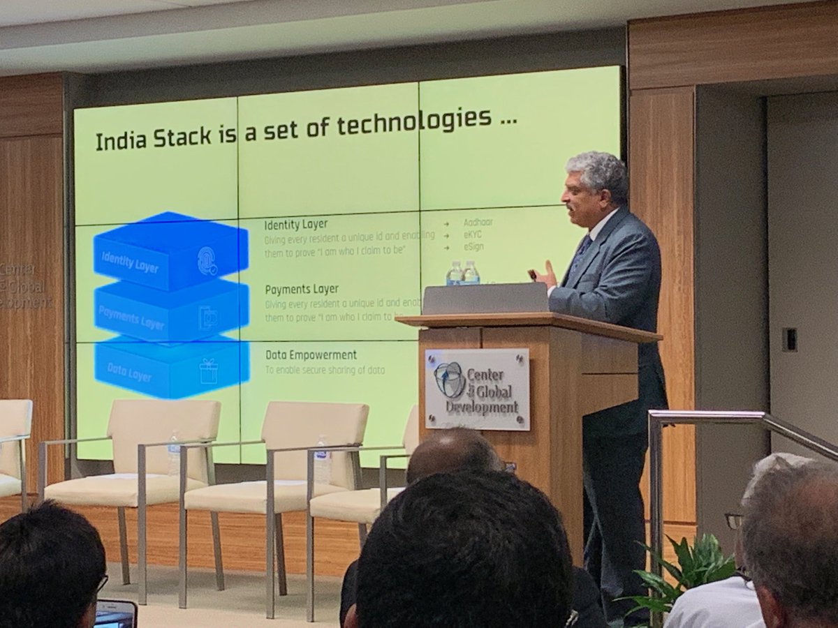 TilmanEhrbeck's tweet image. Next frontier: Nandan Nilekani adding data empowerment layer to existing identity & payments layer of India Stack. #Tech4Development @CGDev