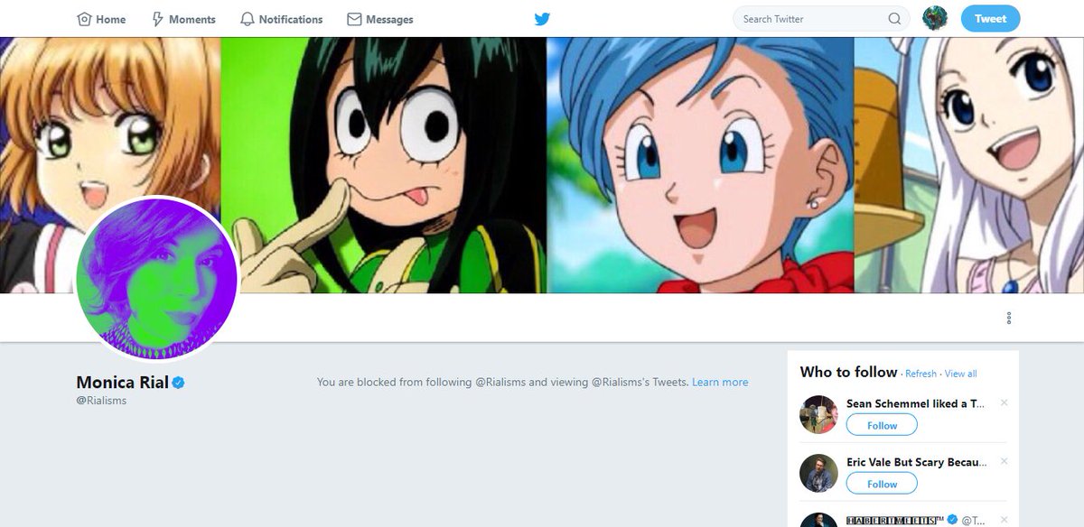 EmperorATsamaku's tweet photo. Oh, look at that. I'm blocked by #Moronica, her coward fiance #RonSoye, and her coward lawyer JS Lemoine.
I've had no interactions with her and her lawyer. I remember Ron Toye was revealed to be a wife-beater and the other 2 are apologetic to that.
#IStandWIthVic #ISWV #WeebWars https://t.co/LrQyGhWL9G
