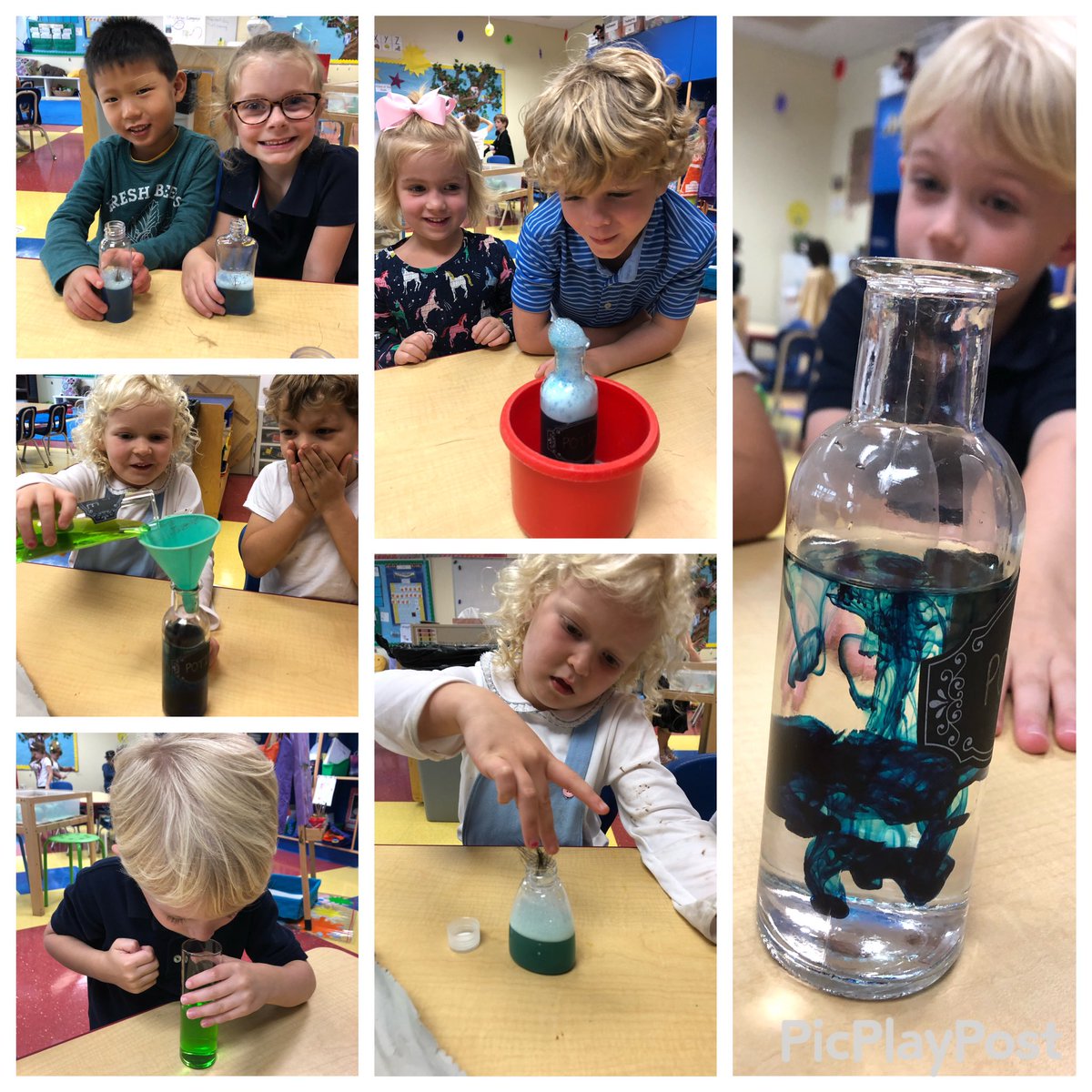skerrtrinity's tweet photo. Poof! Wizards in the making! During our Fairy Tale unit we made magic potions using our senses. We smelled, touched and observed as we watched what happened as we mixed the ingredients. Plus we used our IMAGINATION! Childhood at its best! #trinitylearns @KAnderson_PreK https://t.co/DAHSwquNex