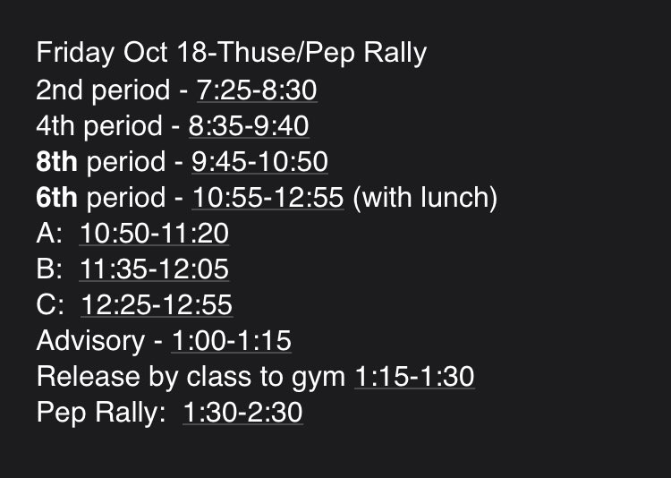 ONEMHS's tweet image. Updated bell schedule for tomorrow!  Please spread the word.