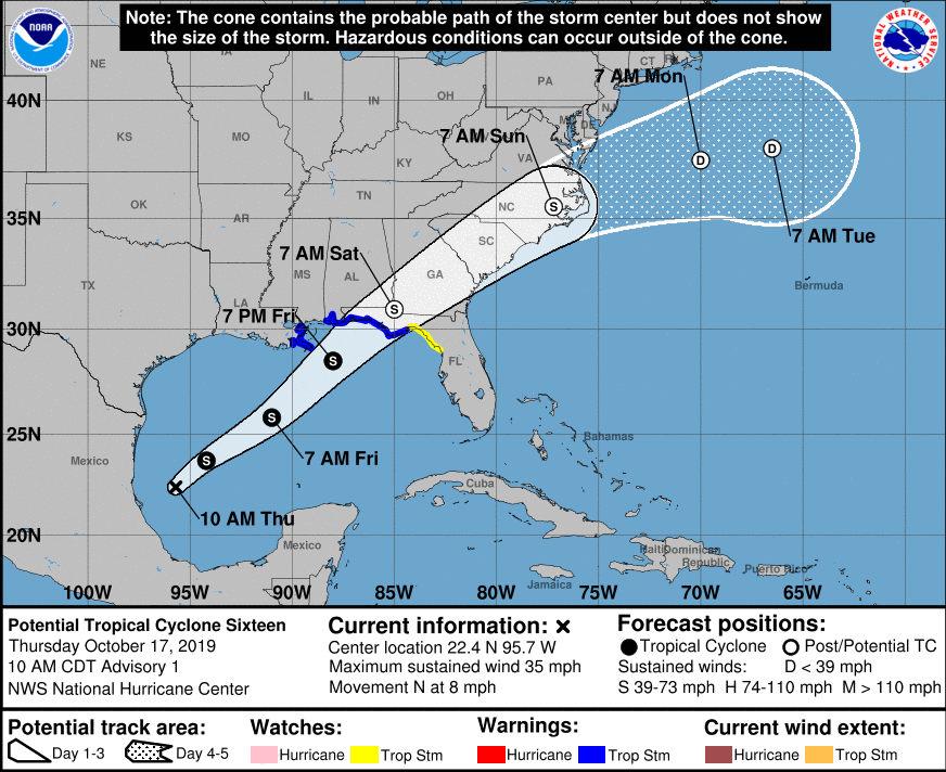 KeepFSUSafe's tweet photo. Florida State University is actively monitoring the development and forecast track of Potential Tropical Cyclone Sixteen. 

For more information go to  https://t.co/QpSUmLJZwa https://t.co/Sxx5baE3u9