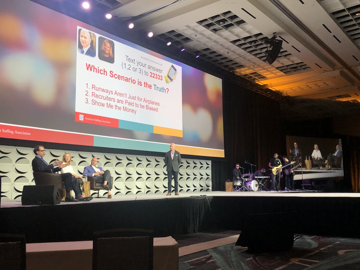 ASAkellyv's tweet photo. ⁦@StaffingTweets⁩ we have Two Lies and a Truth underway at #StaffingWorld with scenarios, solutions, and awesome takeaways. Oh and we have a live band here too! https://t.co/uIhsGfwdpG