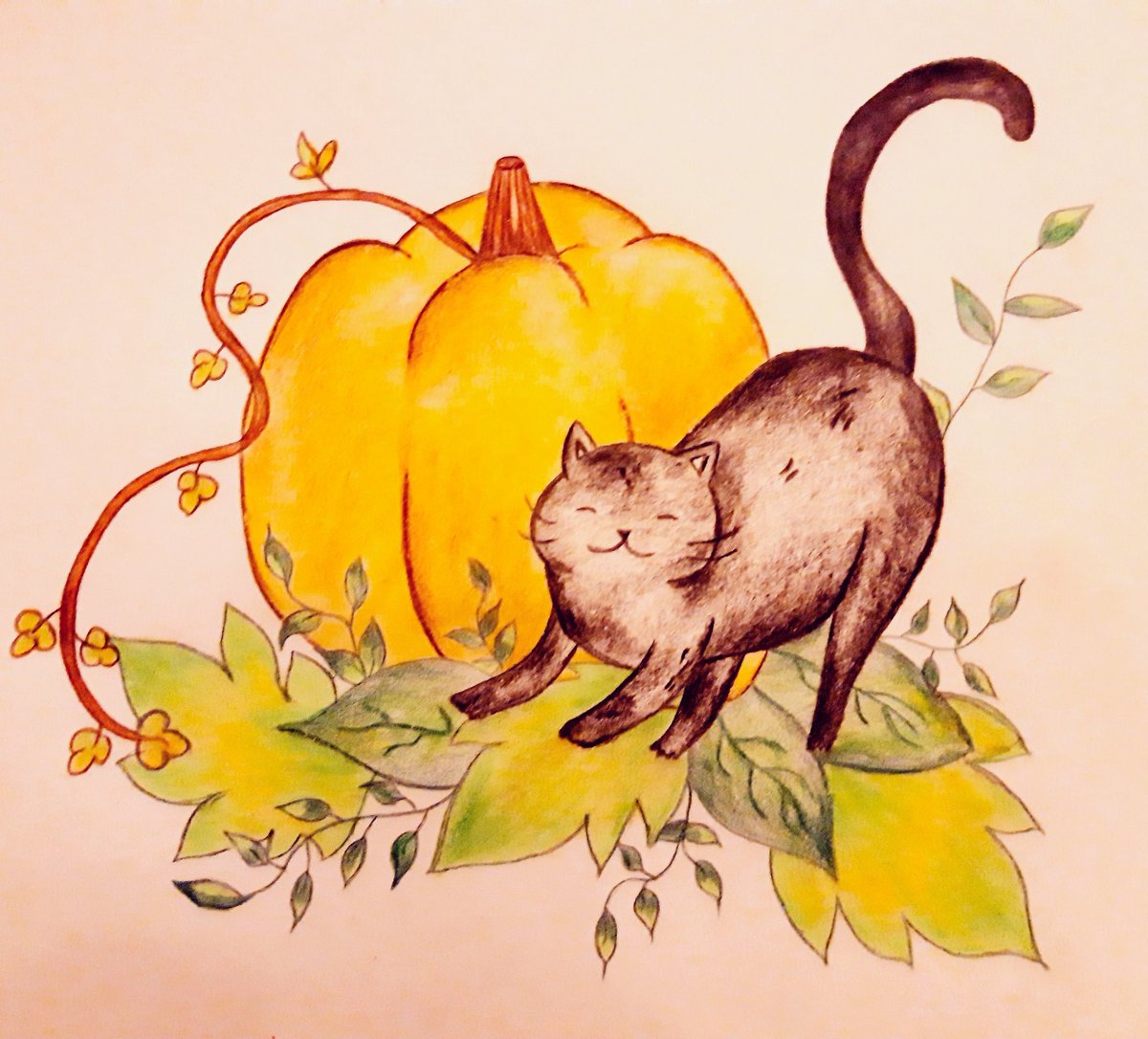 #NaimasArt #art #artist  #autumnart #autumn #keepgoing #autumnvibes🍁 #fallart #fall #cats #drawing #fallart #livelycolors📸💚
