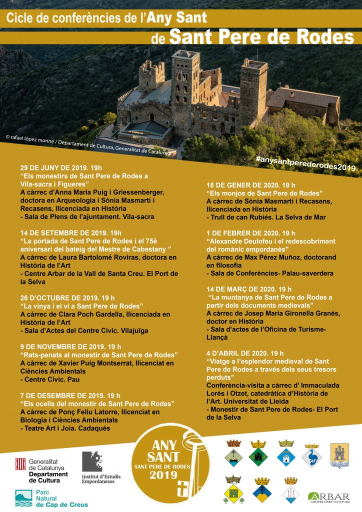 Xerrada: ‘La vinya i el vi a Sant Pere de Rodes’ 🗣

📆 Dissabte 26 d'octubre
⌚️ A les 19.00 h
📌 Sala d'Actes del Centre Cívic de #Vilajuïga
A càrrec de Clara Poch, llicenciada en Història de l'Art