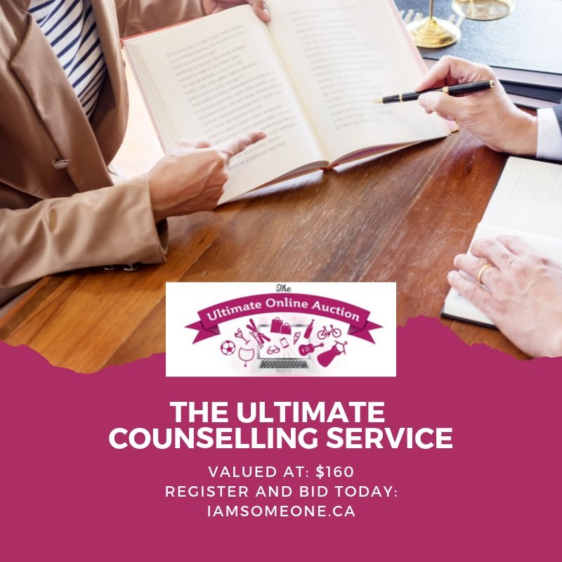 I am Someone Online Auction Prize Package Feature:

*THE ULTIMATE COUNSELLING SERVICE*
Rachel Newton is a Master Therapeutic Counsellor (#1051) with the Association of Cooperative Counselling Therapists of Canada (ACCT), a Psychotherapist, Coach, and C ... bit.ly/2OvOi0R