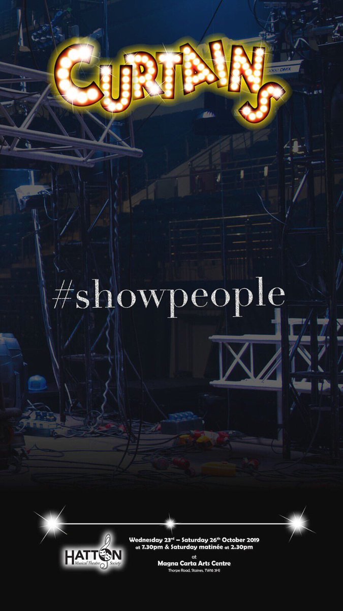 HattonMusical's tweet image. Get your tickets now for Curtains ! 

This hilarious show is packed full of catchy songs, unforgettable characters and plot twists!

If you ask me, they did it... 

23 - 26 October 2019 at Magna Carta Arts Centre

Book now bit.ly/2LWGd57 

#showpeople