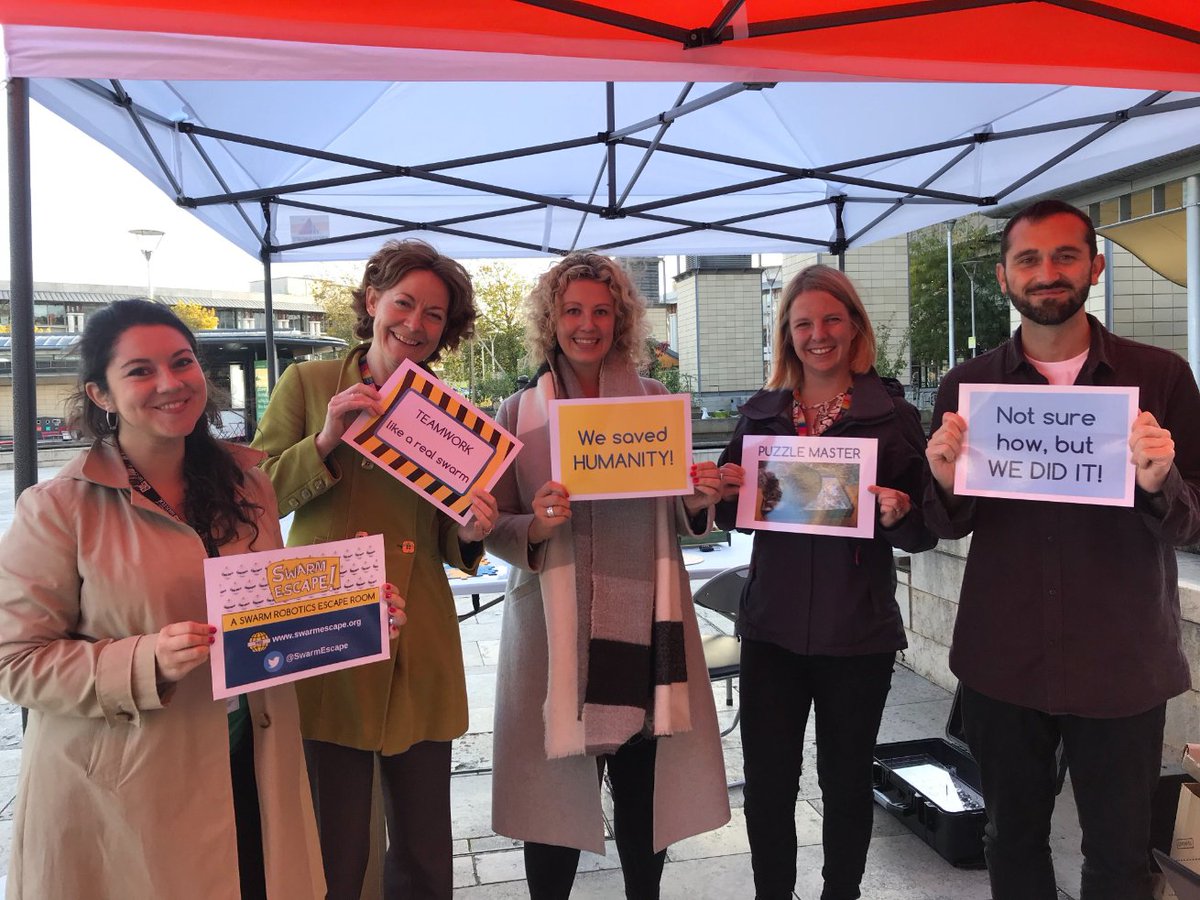 Thanks to the RED team from 
<a href="/BristolUni/">University of Bristol</a> for not only supporting our research but also testing it! Super nice time. They escaped in 36:06! Second best time so far :) 
@FestivalofIdeas #FutureCity19