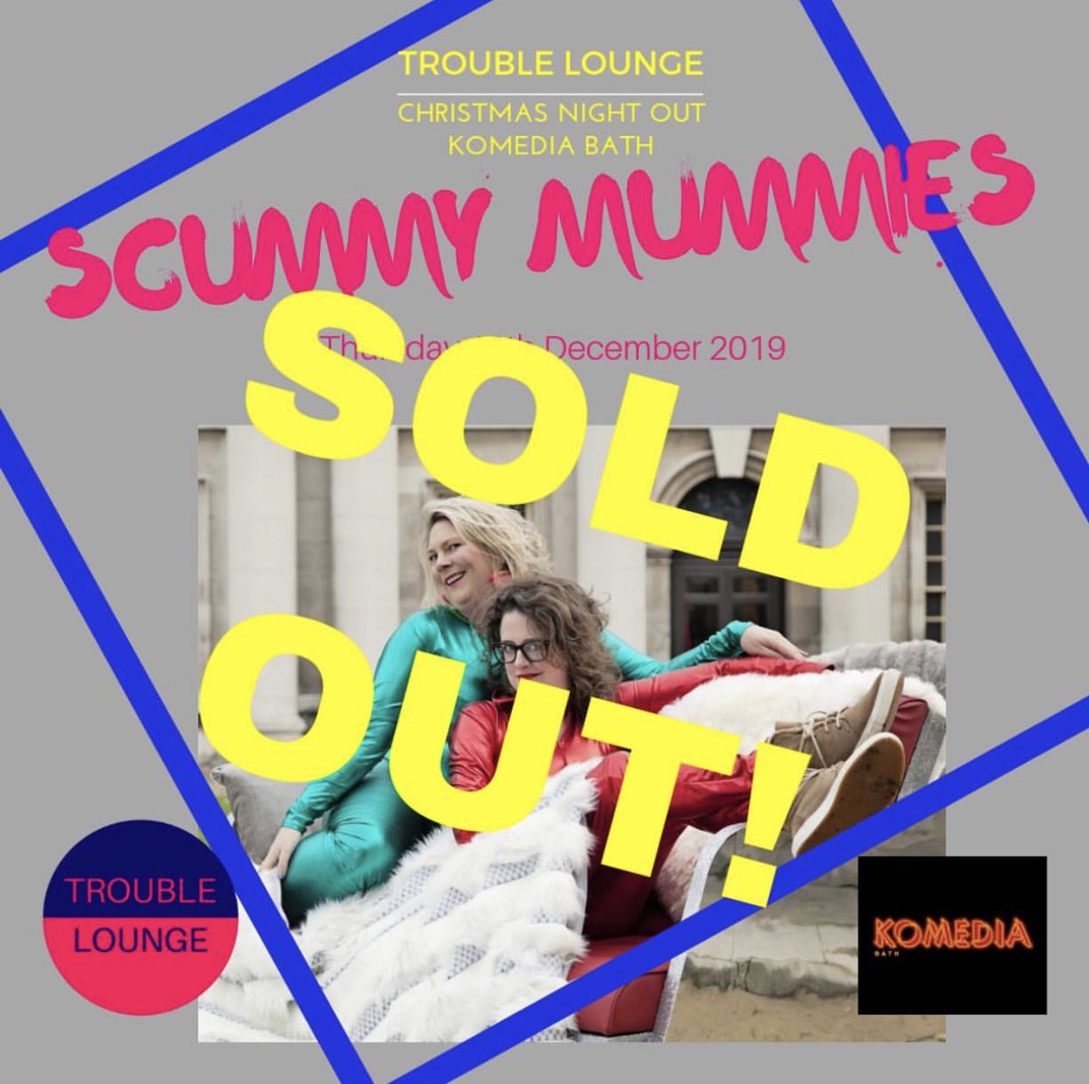 💋 Look what just happened! ITS A SELL OUT again for the piss yourself laughing <a href="/scummymummies/">Scummy Mummies</a> Mums night out at @KomediaBath this December. Let the outfit chat begin... thanks ladies, let’s party. ⭐️🙌🏼💋🤪💃🏻🥂🥂🍾 #TroubleLounge #events #bathmums #scummymummies #bathuk