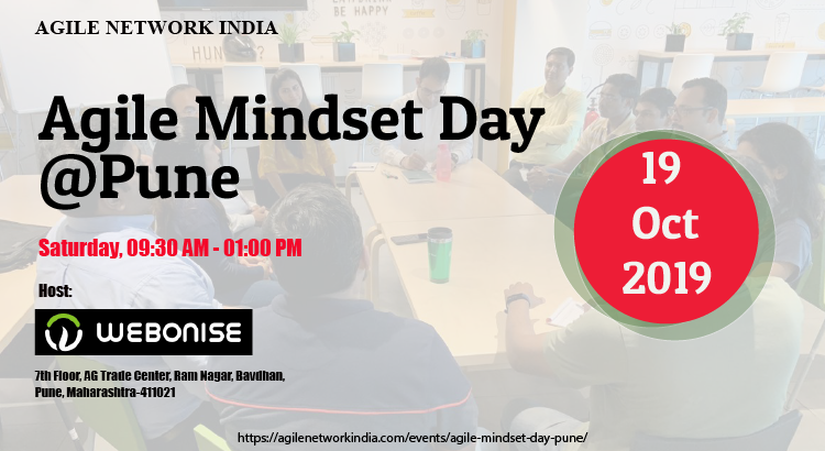 We’re glad to be hosting Agile Mindset Day along with Agile Network Of India on Saturday, October 19 at the Webonise office.
Learn Agile first hand from our keynote speaker, <a href="/atuljadhav/">Atul</a>, and a session of Agile-HR by <a href="/sachidrk/">Sachidanand R. Kulkarni</a>
Click here to register: bit.ly/2MoEtAH