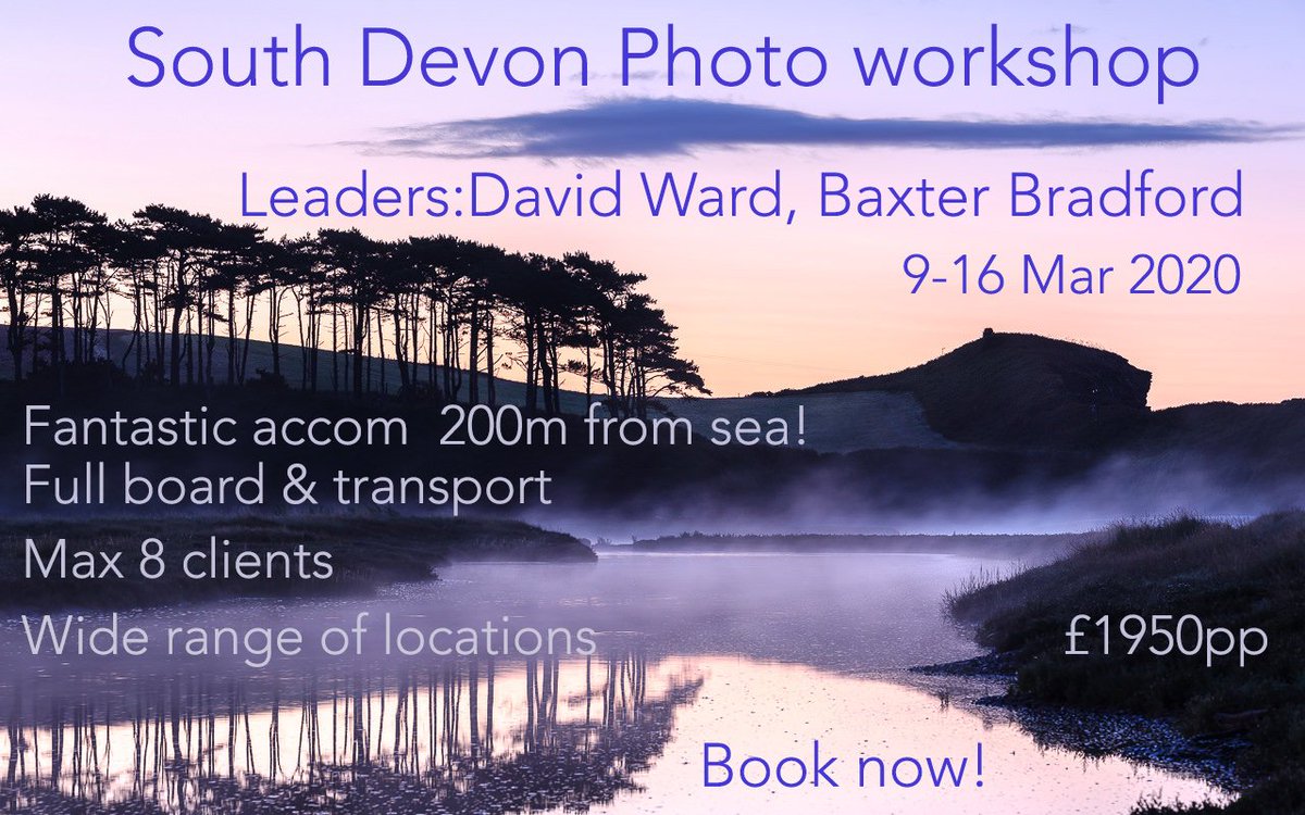 I will be running a 7 day workshop on 9-16 March 2020 staying in Exmouth at thebeachhouseexmouth.co.uk 
Information on how David Ward runs workshops can be seen at into-the-light.com/workshops/
Full details of the South Devon workshop can be seen at facebook.com/events/2607725…