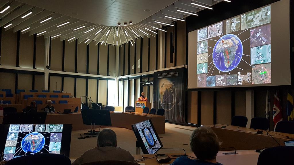 jivedirector's tweet photo. James Chibueze @chibuezej on the status of the African #VLBI Network, an essential component in SKA-VLBI, in #SKAVLBI2019 #EC_JUMPINGJIVE https://t.co/SgCvQfdEk7