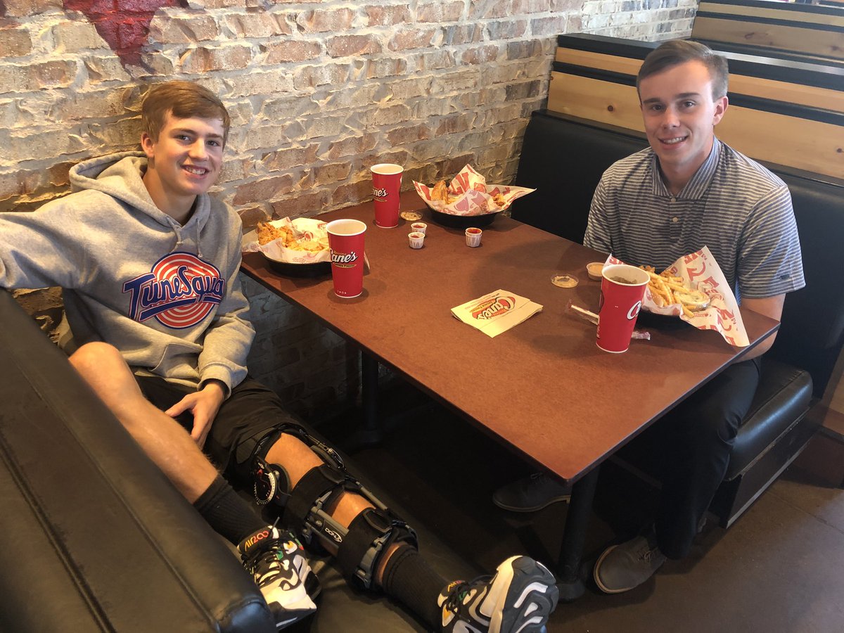 WadeCallaway's tweet photo. Came to Amarillo with Keegan to get the cast removed. Got it done! Great seeing Dr. Tyler Cooper and the gang! 👨‍⚕️ 

Ran by @guitarcenter and got the ol’ axe worked on 🎸...

And then lunch at @Raising_Canes with @j_seagler 🐓 

#GoodDaySoFar https://t.co/Dc5RJQS2LP