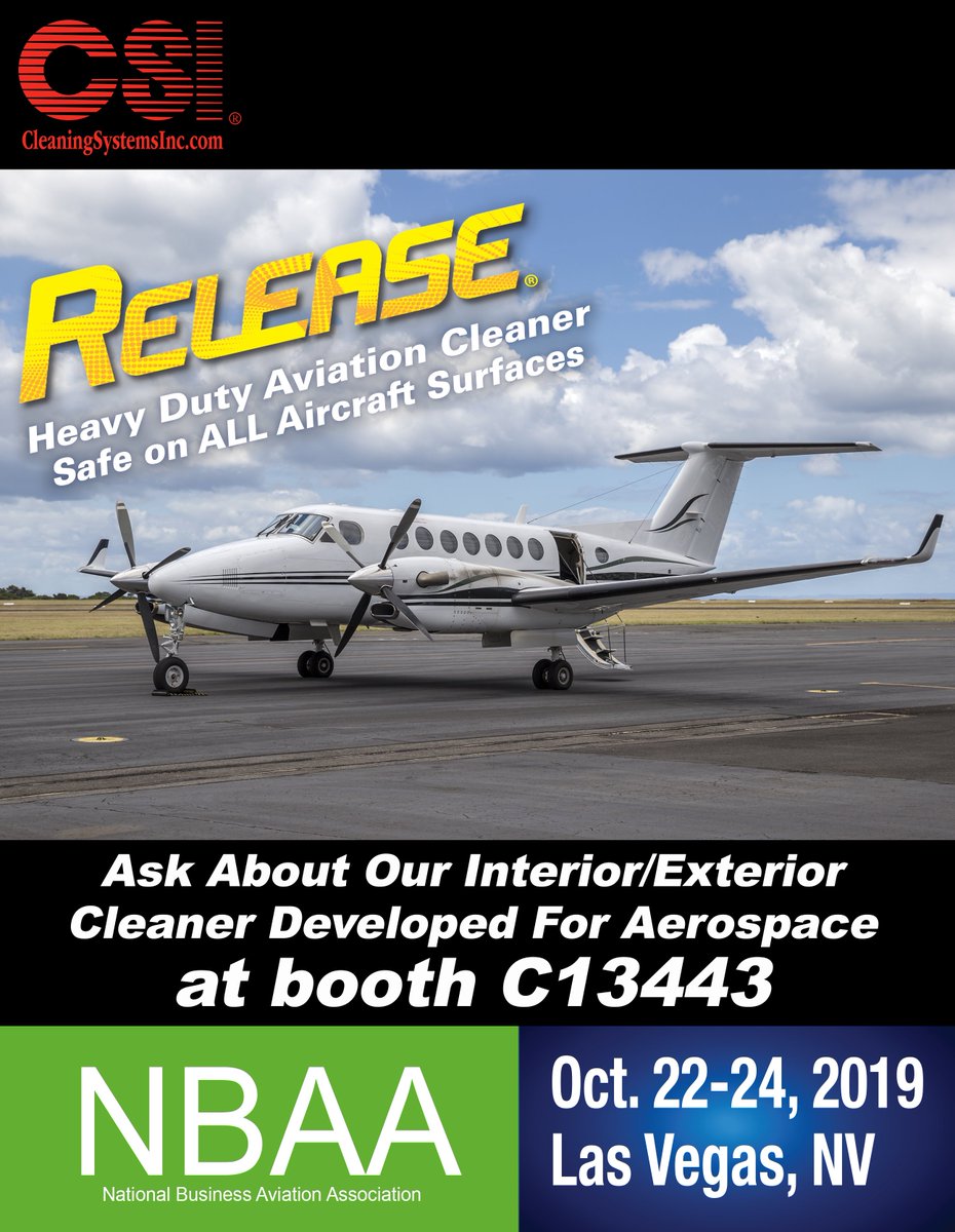CSICommTrans's tweet image. Where has the week went!  Heading out to Vegas for @NBAA #nbaa19 in a few days.  Stop by and see us in the Central hall and talk about cleaning without corrosives!