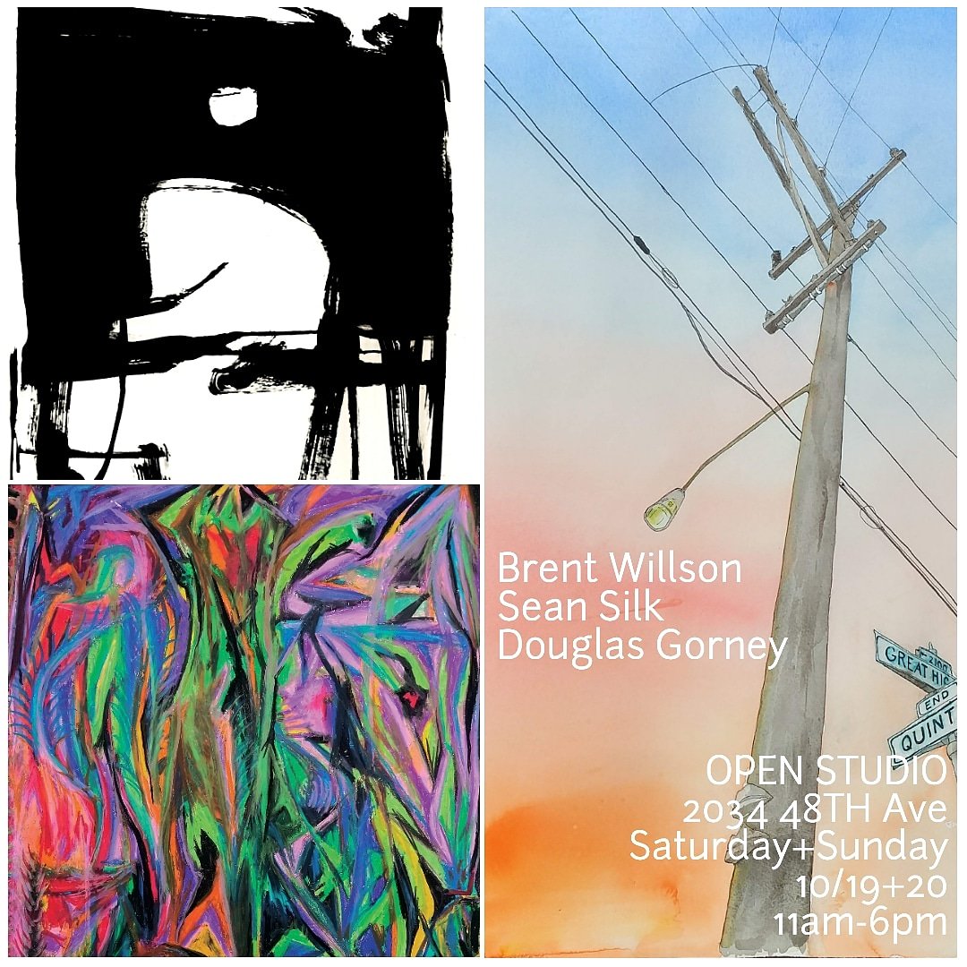 Gorneaux's tweet photo. Open Studio -- Brent Willson, Sean Silk and Douglas Gorney showing new and past work at 2034 48th Ave. (@ Pacheco) this Sat & Sun. Paintings and prints for sale. BBQ on Sunday! #artspan #artspansf #openstudios #openstudiossf #thesunset https://t.co/dgodlccDp0