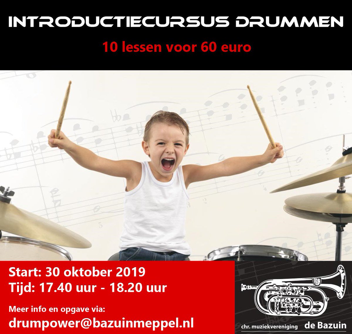🥁Drumpower start weer naar de herfstvakantie!
Opgeven kan nog! 🥁