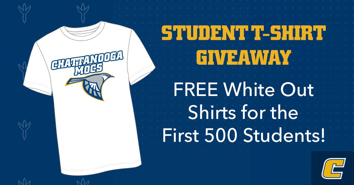 NoogaNation (@nooga_nation) on Twitter photo The weather is perfect for tonight's <a href="/GoMocsFB/">Chattanooga Football</a> White Out game against ETSU, and we have FREE t-shirts for <a href="/UTChattanooga/">The University of Tennessee at Chattanooga</a> students! The Mocs and Bucs kickoff at 7pm. #GoMocs The weather is perfect for tonight's <a href="/GoMocsFB/">Chattanooga Football</a> White Out game against ETSU, and we have FREE t-shirts for <a href="/UTChattanooga/">The University of Tennessee at Chattanooga</a> students! The Mocs and Bucs kickoff at 7pm. #GoMocs