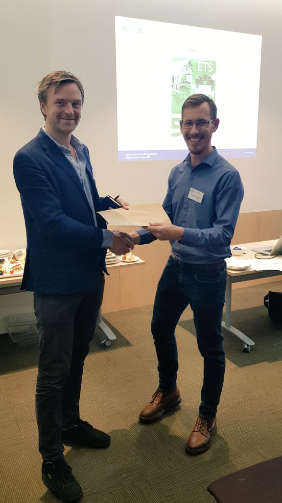 KNXUK's tweet photo. ETS5 Professional License Raffle Winner from our KNX UK Technical Open Day presented by Mark Warburton @ivoryegg - Congrats Richard Guiness! #knxuk #rafflewinner #ets5 #knx https://t.co/WomnZUyMct