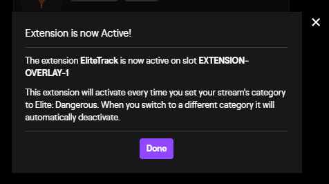 BarryCarlyon's tweet photo. Using #EliteTrack (the @EliteDangerous @Twitch Extension) And you are a Variety Streamer? if you have Elite Track in your main overlay slot, the extension will auto turn on/off now, if you set/don't set your game/category to Elite! https://t.co/j9D5aGIenN