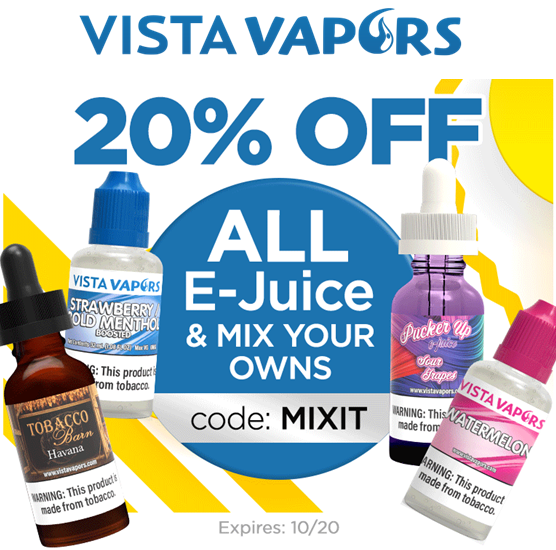 VV 20% OFF thru 10/20.
(tinyurl.com/jnjonl2                                 
#ecig #ecigs #vape