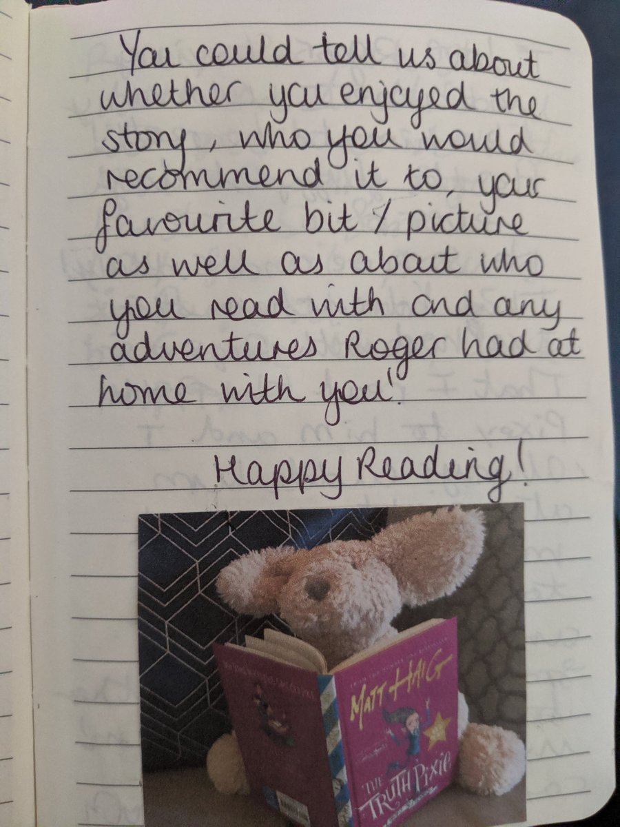 MrsBoddingtonQC's tweet photo. Roger the dog had a super first sleepover week with Olivia and our Bedtime Story Box - what a super book review too! 💖 #truthpixie @matthaig1 https://t.co/TGcXCT1y4o