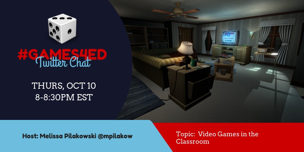 mpilakow's tweet photo. It's Thursday and it's #games4ed night!
Tonight's topic: Video Games in the Classroom!
Join in at 8pmET/7pmCT/6pmMT/5pmPT https://t.co/YfPW1vhYKH