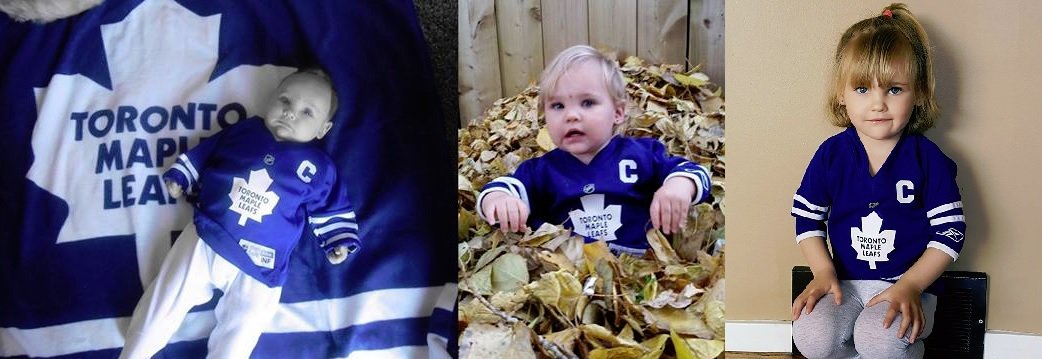 I have a bet with a <a href="/CanadiensMTL/">x - Canadiens Montréal</a> fan at work that these photos from 2014 &amp; 2019 of me &amp; my daughter in our <a href="/mapleleafs/">Toronto Maple Leafs</a> jerseys can get 1000 likes by the time Leafs &amp; Habs play next. 
#Leafsforever <a href="/Cujo/">Curtis Joseph</a> <a href="/16DarcyTucker/">Darcy Tucker</a> @DougGilmour93 <a href="/LeafsMaz20/">DartGuy</a> 

Winner gets a <a href="/NHL/">NHL</a> Shop giftcard