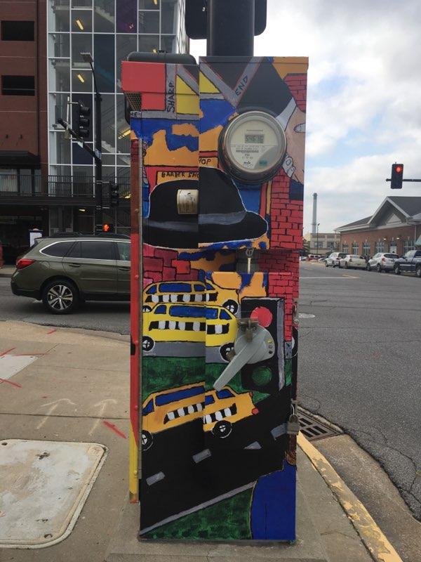 HesseKerry's tweet photo. Enjoy the art work from Douglass High School students at the Sharp End in downtown Columbia.  Great work Adam Dresden DHS Art teacher. #wework https://t.co/imsXuBHejb