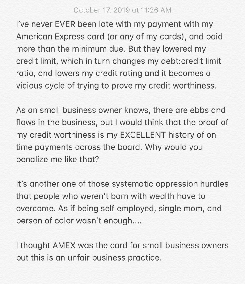 This is a really shitty banking practice <a href="/AskAmex/">Ask Amex</a> <a href="/AmexBusiness/">American Express Business</a> #credit #iamworthy #creditwherecreditisdue #smallbusinessowners #entrepreneur #smallbusiness #smallbusinessfunding #bank #Banking