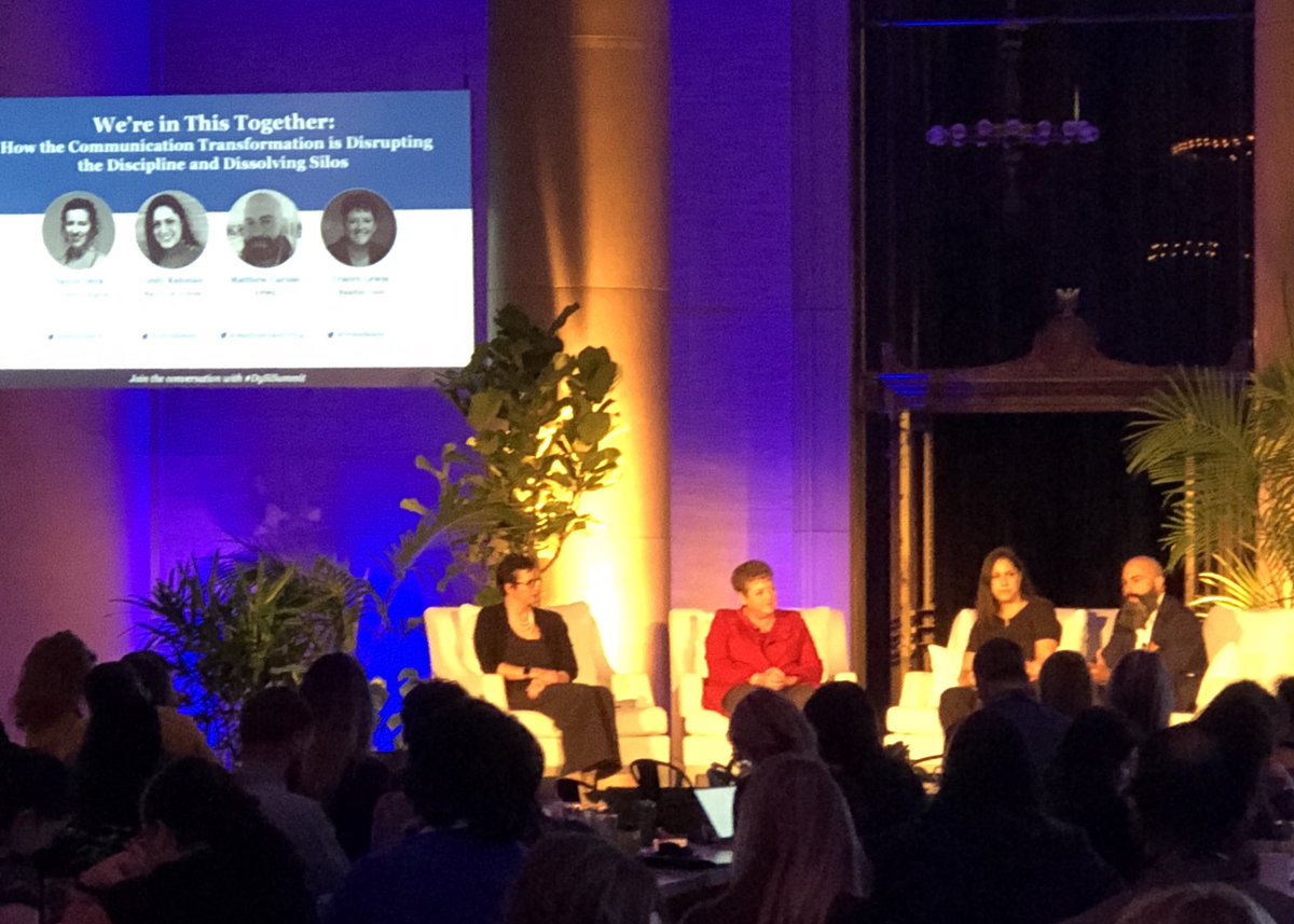 Great advice from @mattcaruso07014 about modern comms: think of content as “a Swiss Army Knife, not a machete” i.e. flexible (and useful!) across audiences and channels. #DySiSummit