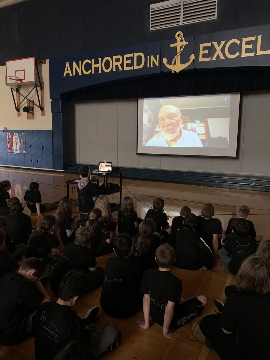 TeamNSIS's tweet photo. Team Independence students meet and ask questions to book author @brucecoville Ss read his book Aliens Ate My Homework as intersisciplinary unit! @Room208English @GonzeScience @MrPetruska @Room210Readers https://t.co/EsOr01uLAH